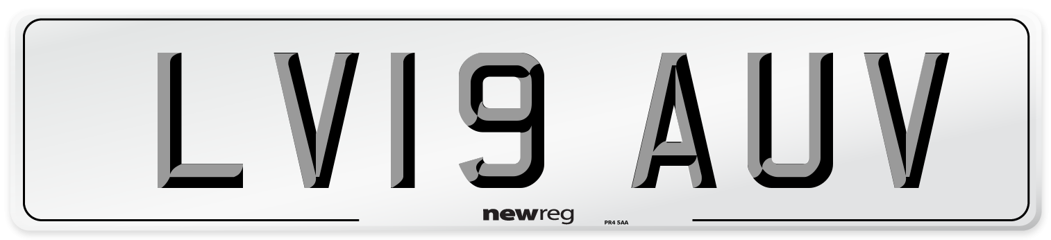 LV19 AUV Number Plate from New Reg